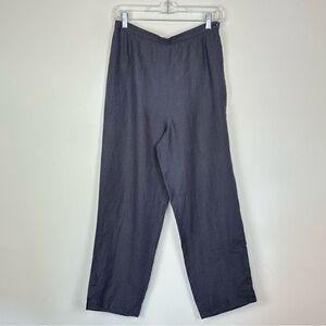 Jaeger Women’s 100% Linen Slate Blue High Wasted Flat Front Trousers Sz 8